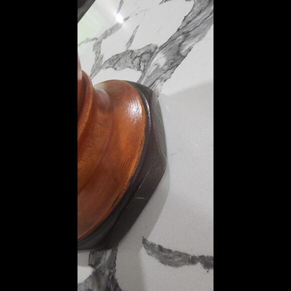 Vintage Wood Hand Turned Carved Floral Three Tone Mortar and Pestle LARGE - Picture 8 of 9